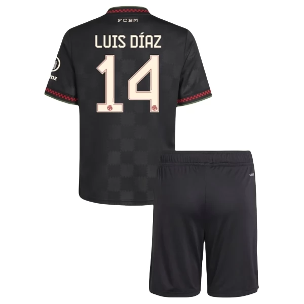Camisola Bayern de Munique Luis Díaz 14 Terceiro Equipamento Criança 2025/26 Camisola Bayern de Munique Luis Díaz 14 Terceiro Equipamento Criança 2025/26