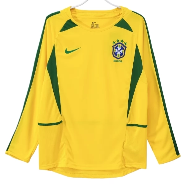 Camisola Brasil Equipamento Principal Retro 2002 Manga Comprida Camisola Brasil Equipamento Principal Retro 2002 Manga Comprida